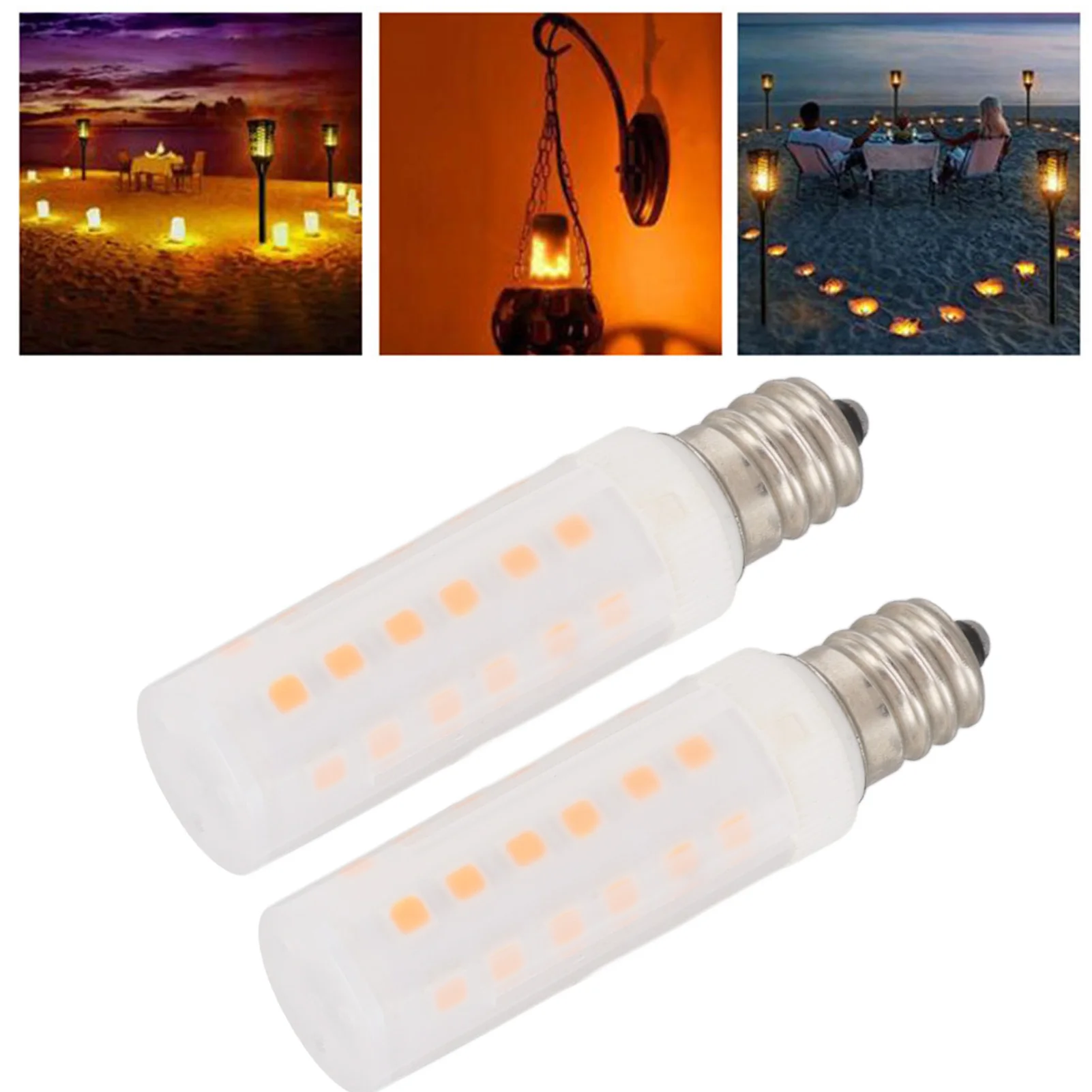 Ampoules de maïs LED E12, 2W, 120V, 36 lumières jaunes chaudes avec flamme 216.239., ampoules à flamme E12