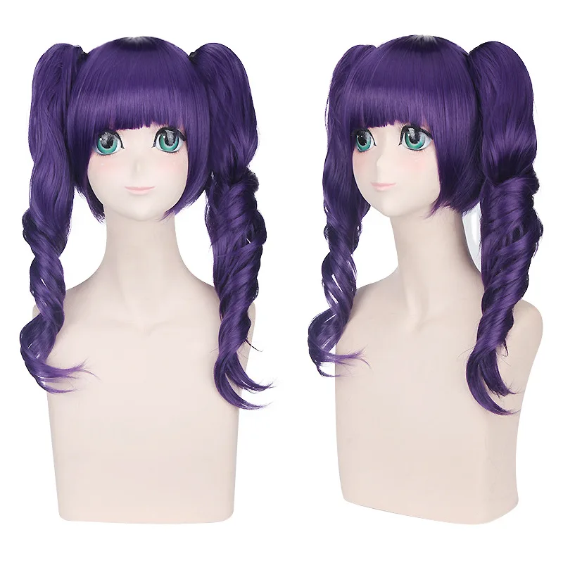 

Long Wavy Synthetic Wig Cosplay Costume Party Hair Heat Resistant Fiber Curly Purple Anime Style Adjustable Hairpiece