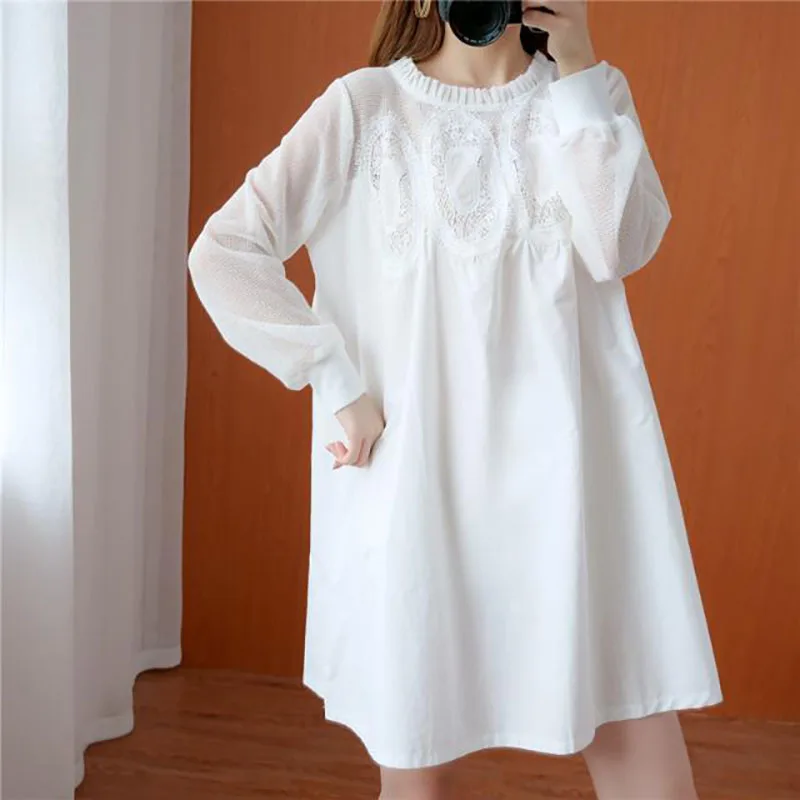 Elegant Solid Color Spliced Pockets Gauze Ruffles Lace Blouse Women\'s Clothing 2022 Autumn New Casual Pullovers Loose Chic Shirt