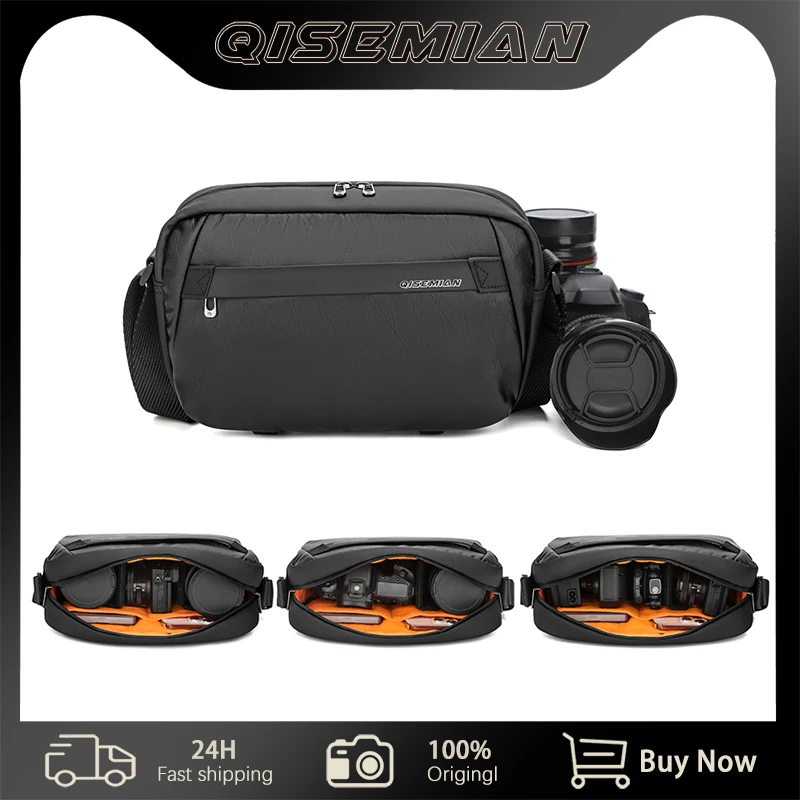 Borsa per fotocamera DSLR QISEMIAN compatibile con Sony Nikon Canon - Custodia per fotocamera fotografica per uomo e donna