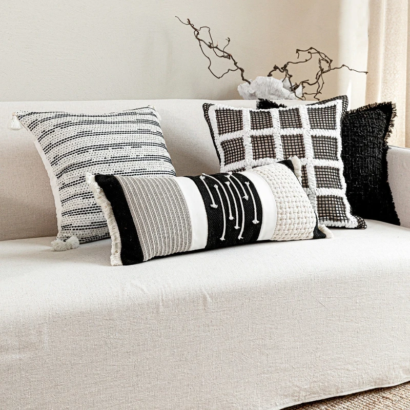 30X65/50X50CM Black White Throw Pillow Cover Light Luxury Modern Stamping Waist Cushion Cover Decor Home Decorative Pillowcase