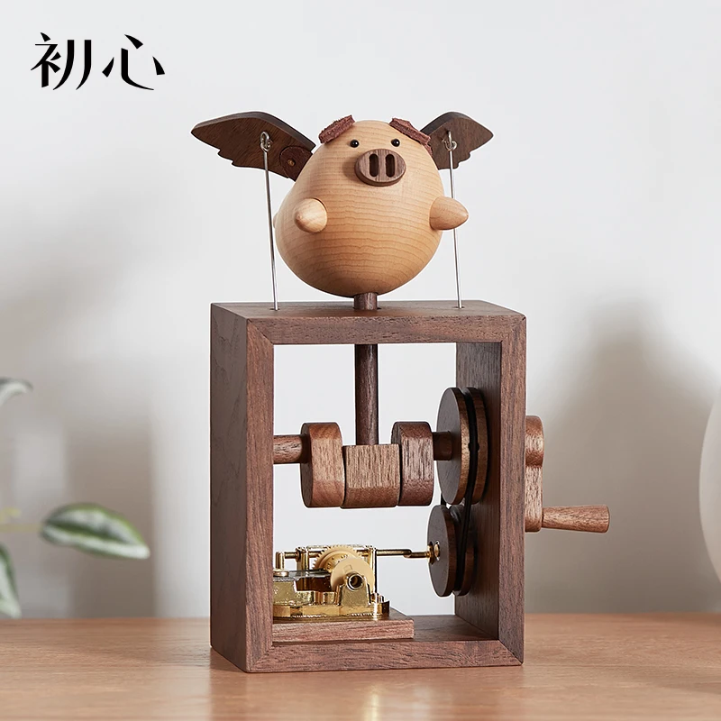 

Chuxin Wooden Music Box Hand Clockwork Movement Music Box Handmade Creative Children Girls Girls Birthday Gifts