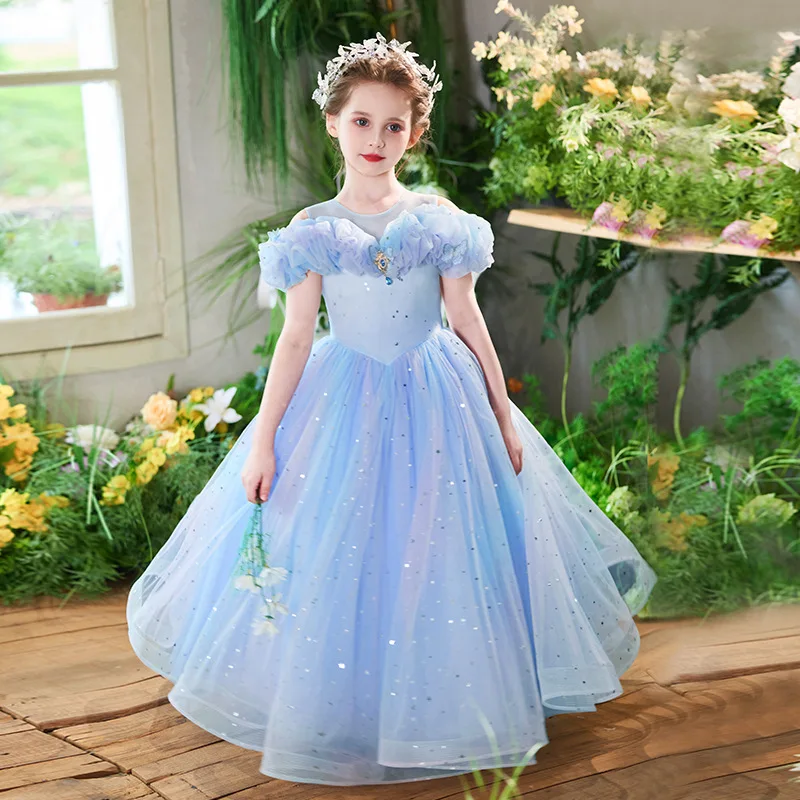 

Новое стильное пышное платье из тюля для девочек, идеально подходит для выступлений на фортепиано и для ролей ведущих.