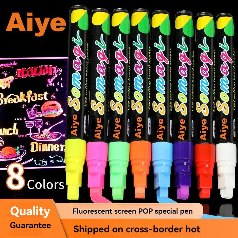 

8pcs/set LED Highlighter Fluorescent Marker Pens Erasable Chalk 7/8/10mm Stationery For LED Writing Board Painting Graffit