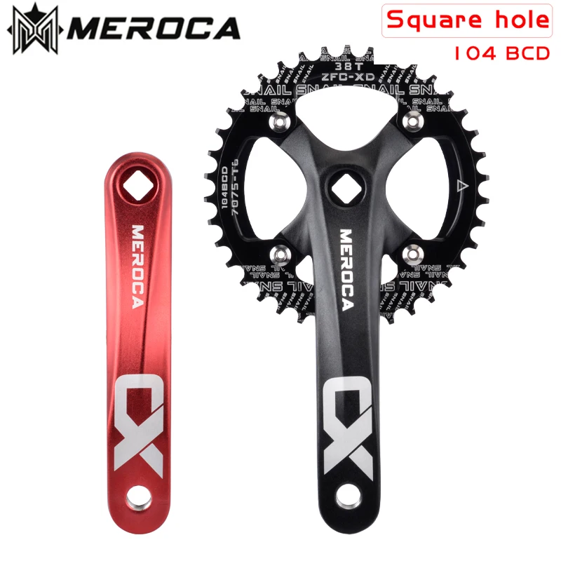 MEROCA-platos y bielas de aleación de aluminio para bicicleta de montaña, platos y bielas de agujero cuadrado IXF, 170mm, 32T, 34T, 36T, 38T, 40T, 42, CX, 104BCD