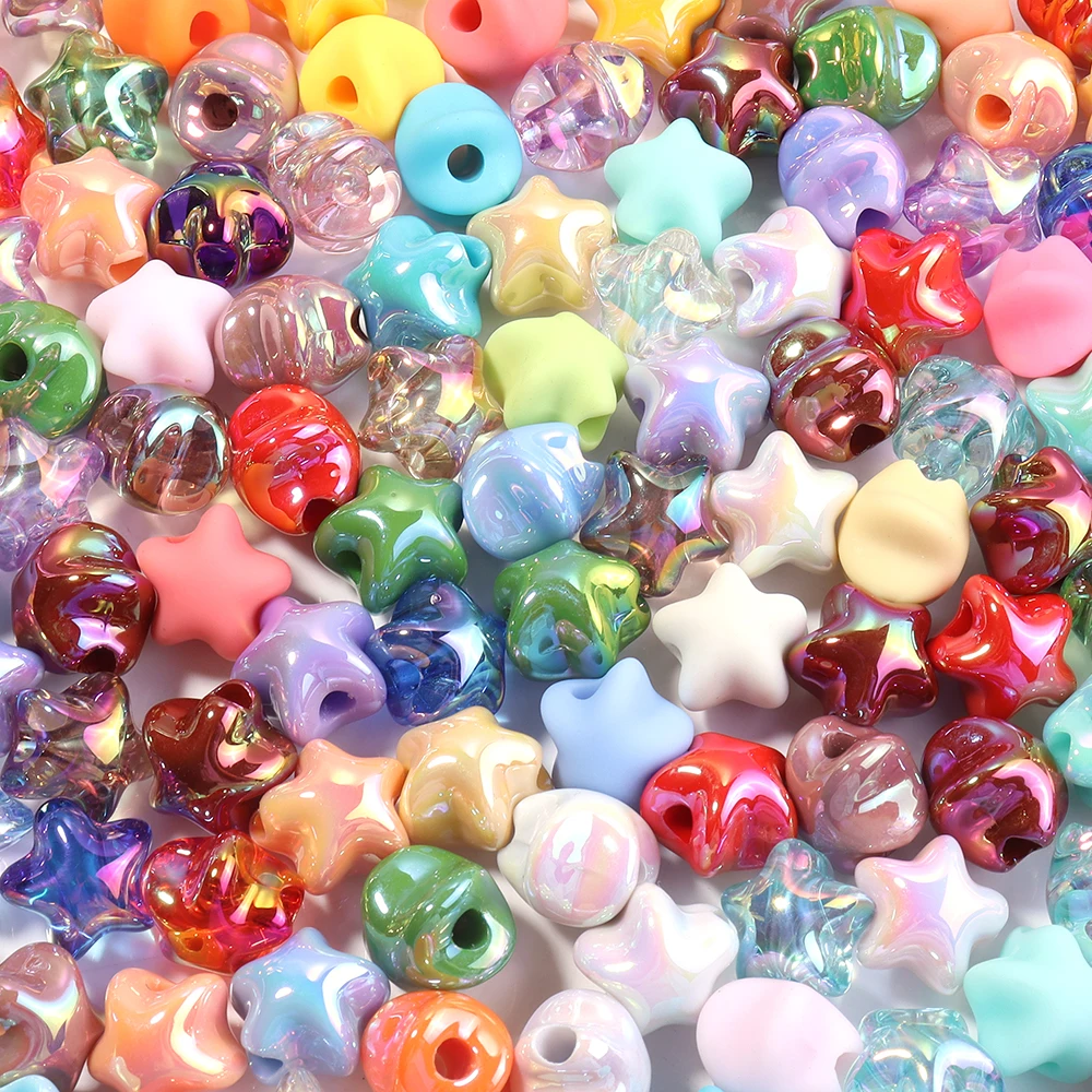 10 teile/los 15mm Stern Acryl Perlen Bunte Pentagramm Lose Spacer Perlen Für DIY Schmuck Machen Armband Halskette Telefon Schlüssel kette