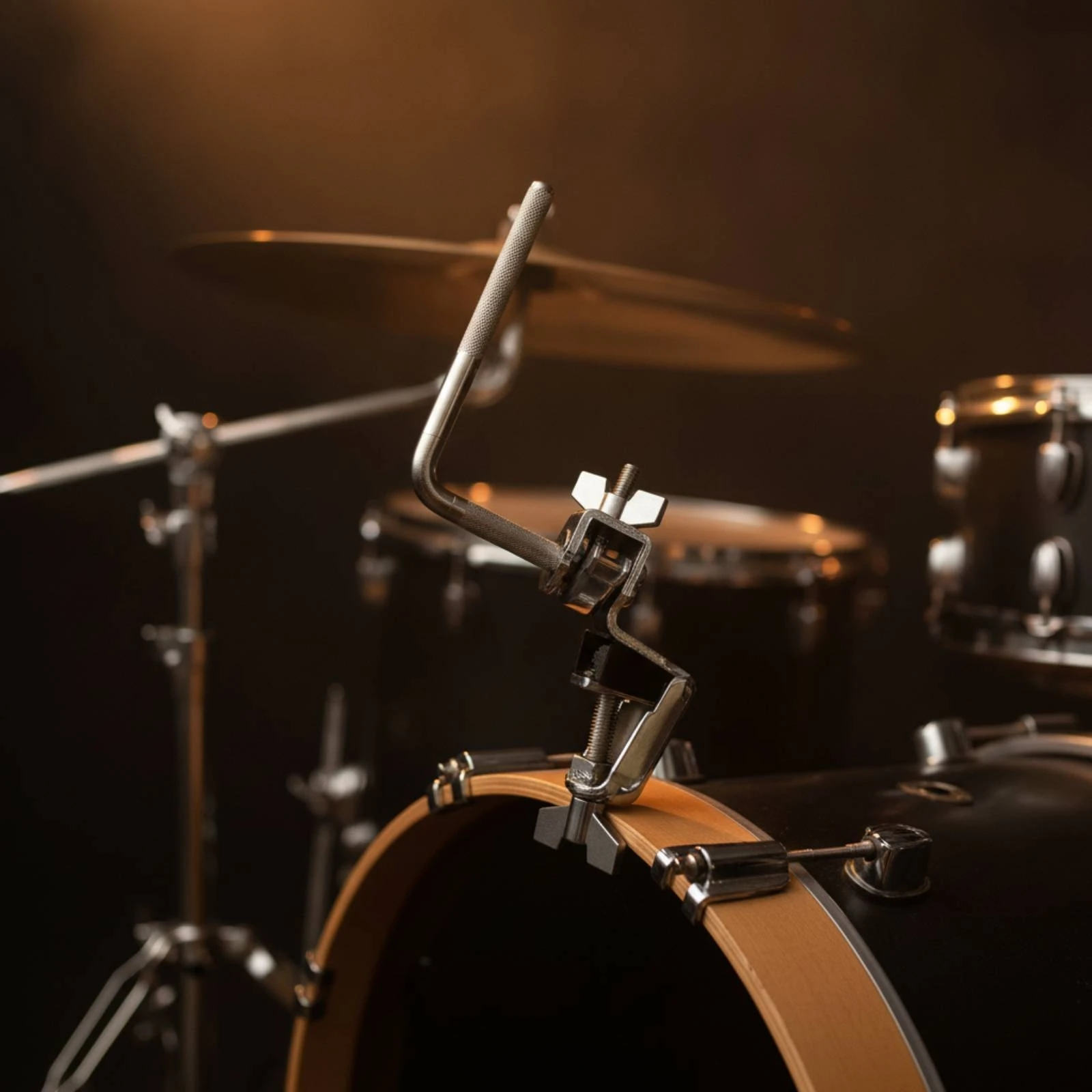Bass Drum Hoop Clamp with Mounting Rod Multipurpose L-Shaped Rod Drum Clamp Cowbell Mounting Bracket Secure for Drummers