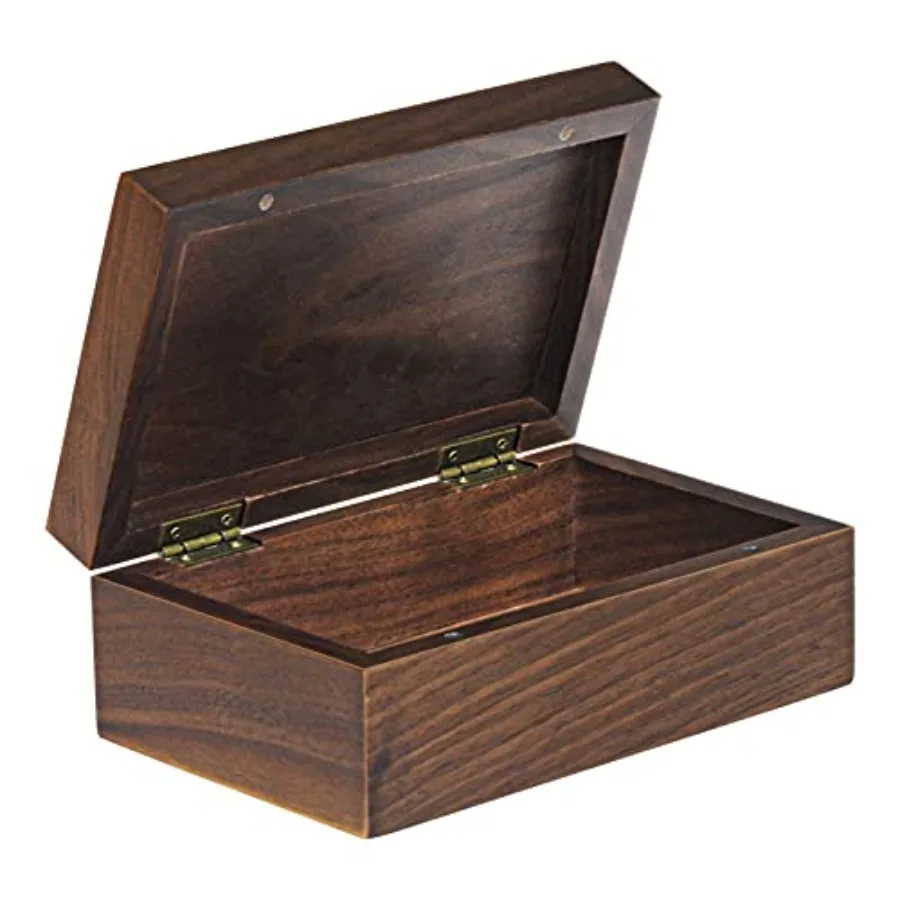 

Classic Wooden Walnut Wooden Keepsake Box with Hinged Lid - Small Size: 6.73 x 4.37 x 2.64 Inch Secure Magnetic Closure Perfect