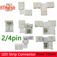 5PCS 2Pin 4Pin LED Strip Connector T / L Shape 8mm 10mm Wide Right Angle Corner Connectors Solderless for 3528 5050 SMD RGB
