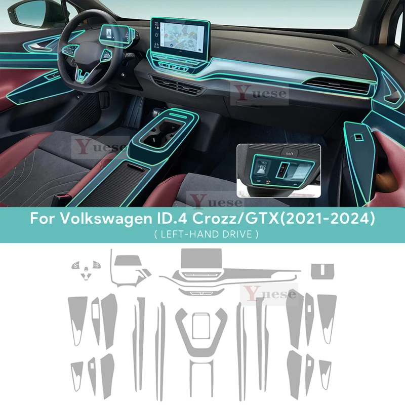 ل VW Volkswagen ID.4 ID4 CROZZ GTX X PRO اكسسوارات الداخلية رقيقة فيلم شفاف بولي TPU طبقة رقيقة واقية المضادة للخدش ملصق #2