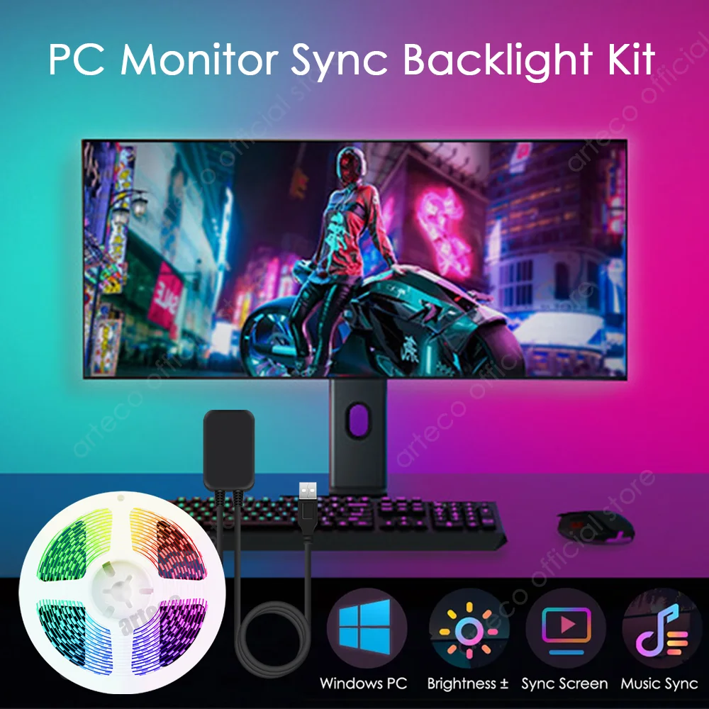 Smart RGB Led Tape PC Ambient Led Backlight Strips For Windows Monitor Sync Screen Ambibox Lighting Kit Desktop Software Control