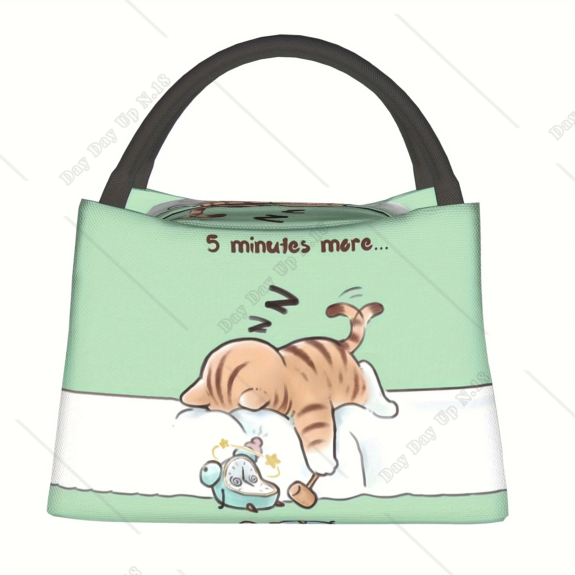 Sleeping Kitten Pattern Portable Reusable Cooler Bag, Insulated Lunch Bag, Essential for Camping Picnic Beach Suitable for Home