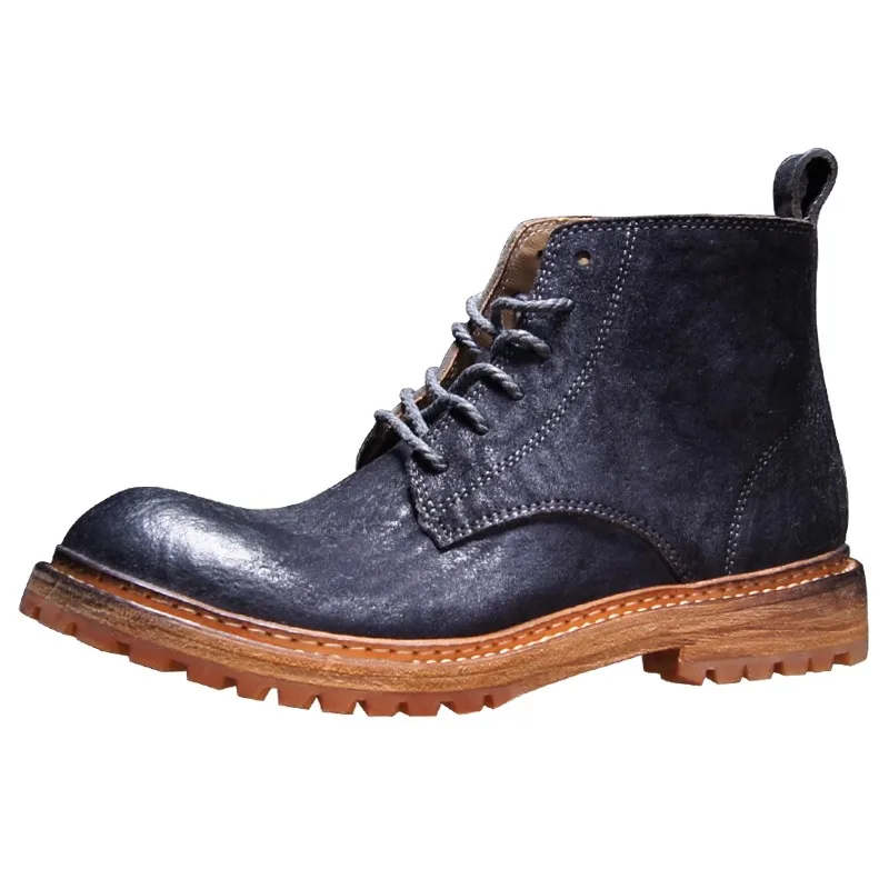 

Повседневные потертые ботильоны из натуральной кожи ручной работы, мужские походные мотоциклетные ботинки «Челси» в британском стиле для работы на открытом воздухе