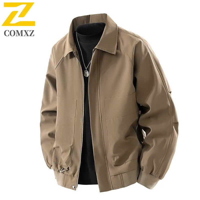 COMXZ 남성 스탠드 칼라 재킷 2025 봄 가을 비즈니스 경량 방풍 여행 캠핑 캐주얼 코트 통기성 아우터웨어