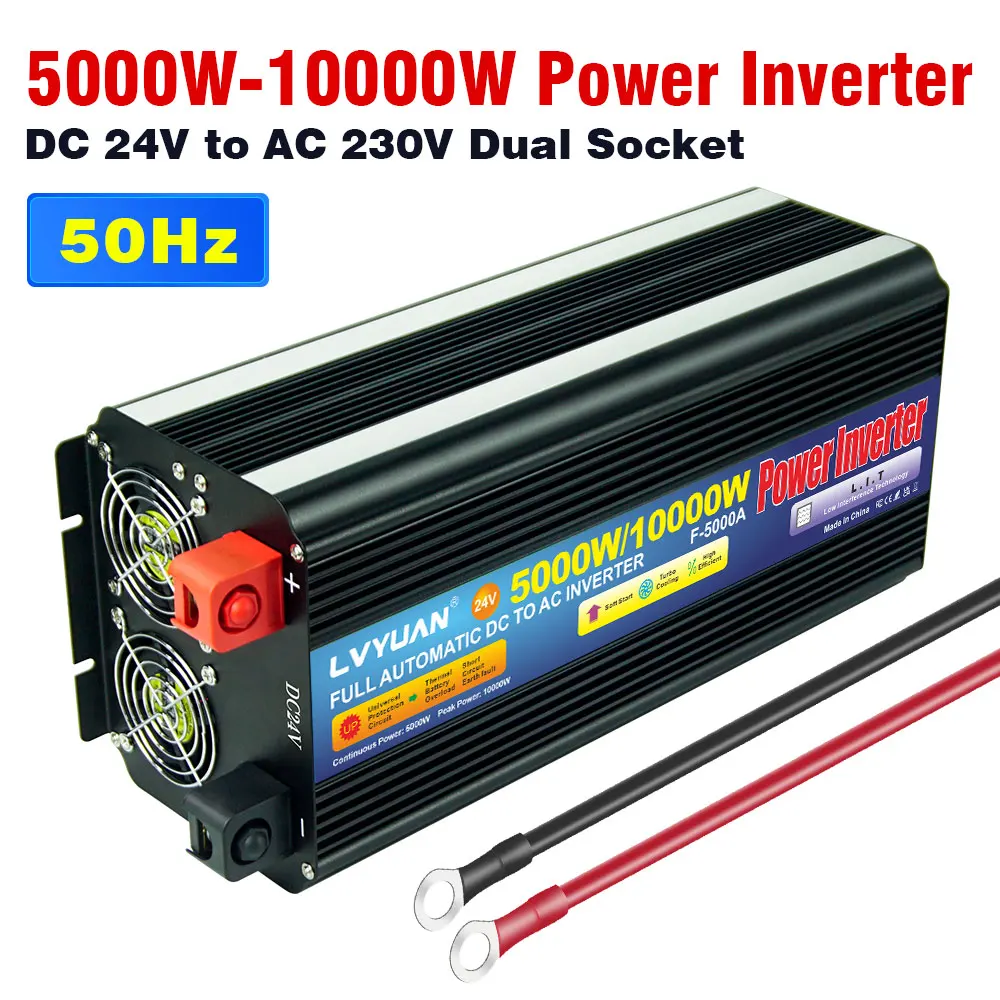 10000W LVYUAN Inverter DC12V/24V to AC220V Solar Power System Off-grid Converter  LCD Display Car/Boat Travel Battery Inversor