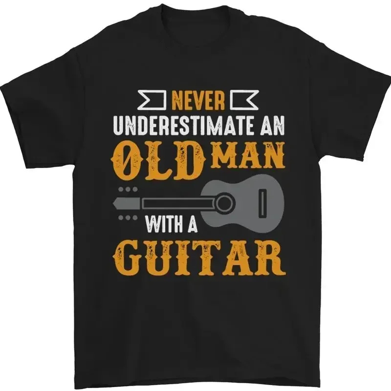 Gitarre Niemals Underestimate Alter Mann Herren 100% Baumwoll T shirt