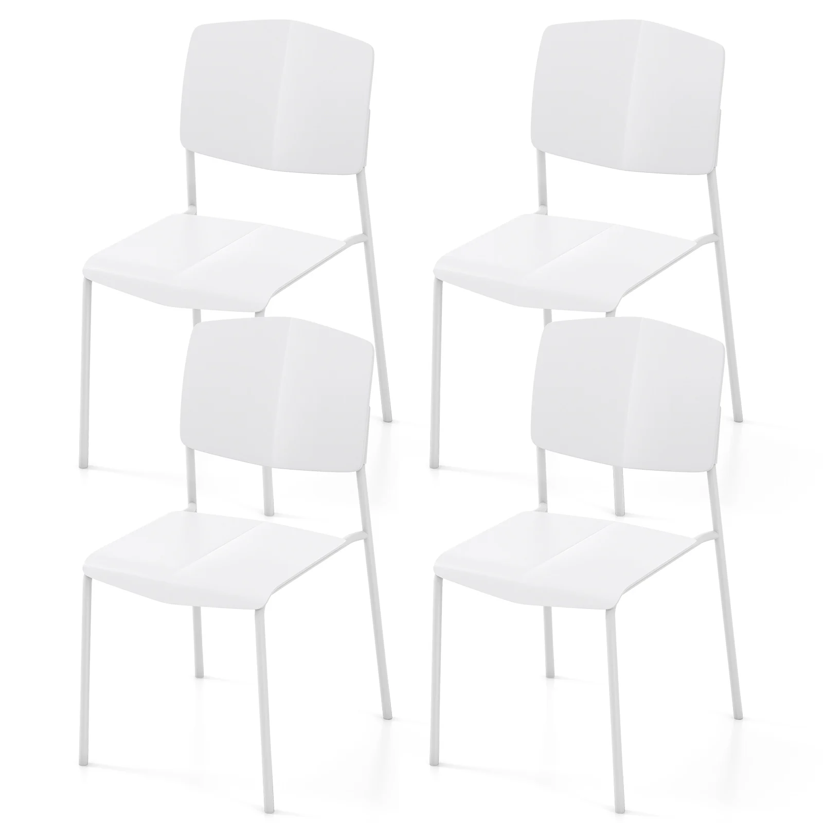 GOFLAME Modern Plastic Dining Chair Set of 4 Living Room Armless Side Chairs White