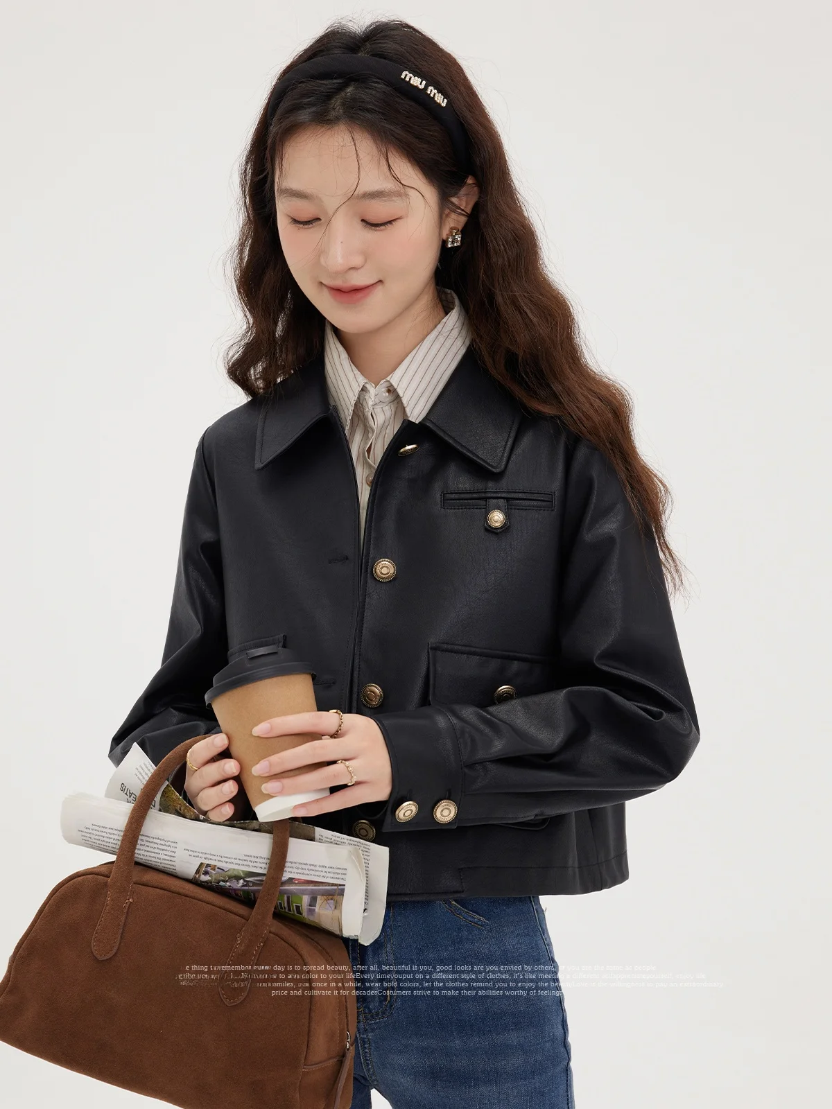 Sweet Cool Bla Biker Couro Jaet Feminino Casual Sle Outono Inverno Nova Chegada Commute Sle Or Comprimento Linha Única Mult...