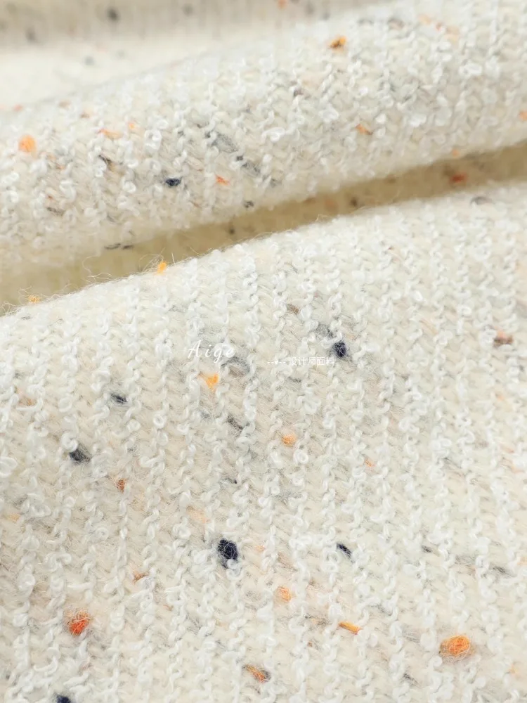 

Soft Milky White Color Dot Woven Wool Fabric for Drape Coat Dress Set Design No Elasticity Cloth Diy Per Meter Sewing Material