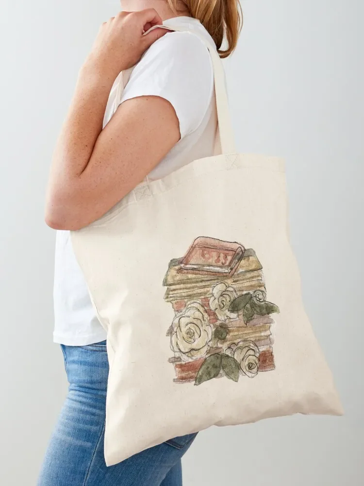 Book Stack and Roses - Hedge Witch Library Tote Bag Cloth bag hand bag ladies