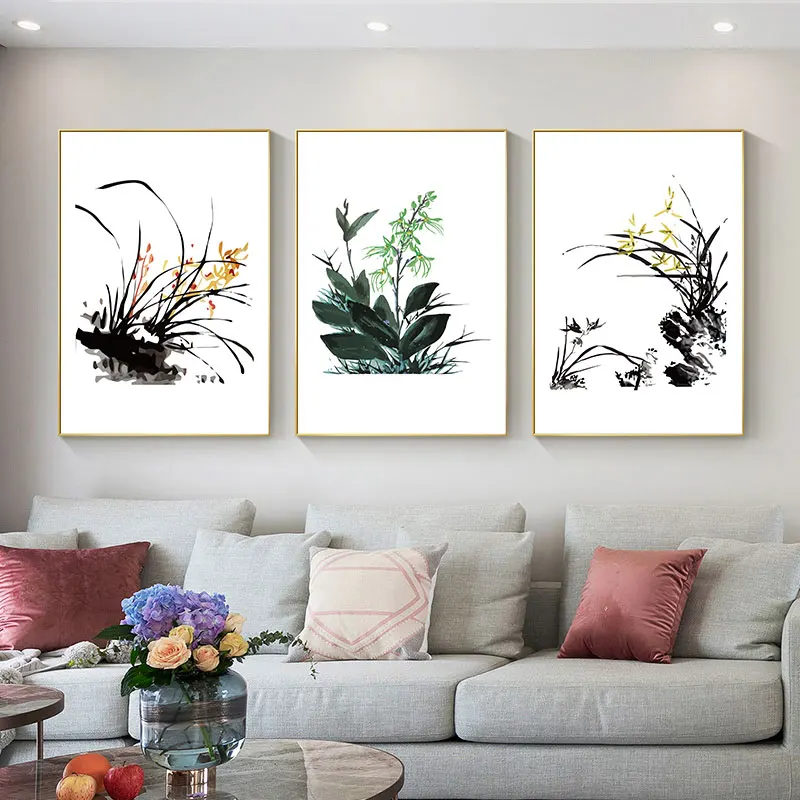 Simple Flowers and Plants Canvas Art Poster Prints Traditional Floral Wall Decor Pictures for Living Room and Bedroom