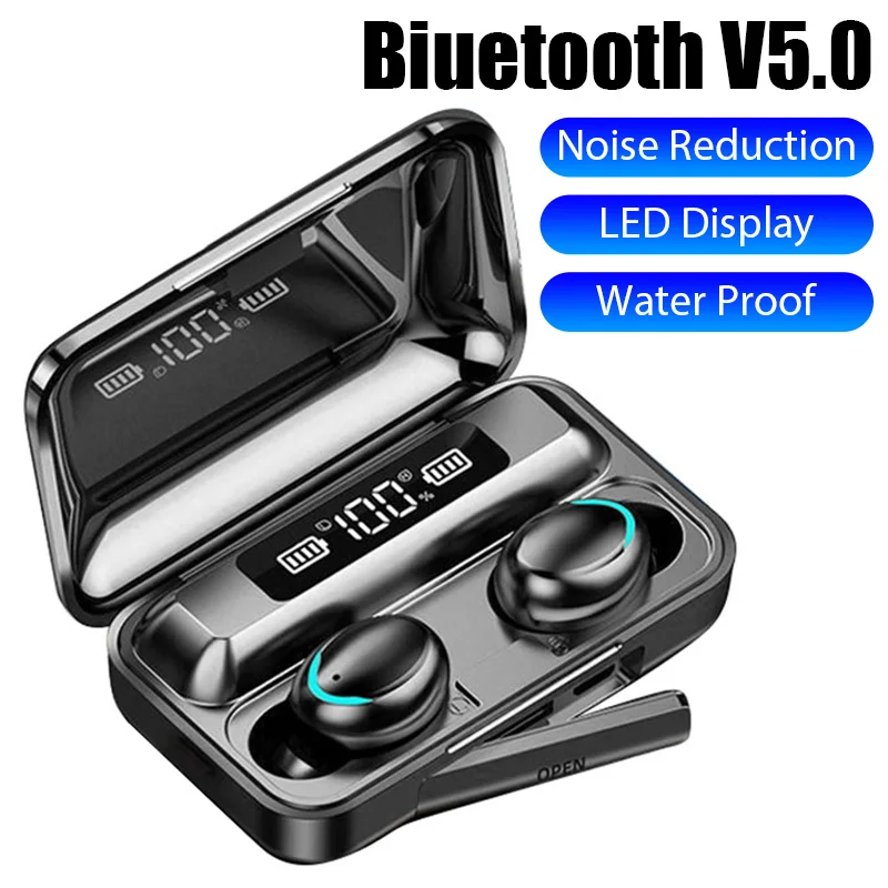 F9 Wireless Earphones LED Dislpaly Binaural TWS Wireless Bluetooth Headset Waterproof Noise Reduction Bluetooth Headphones