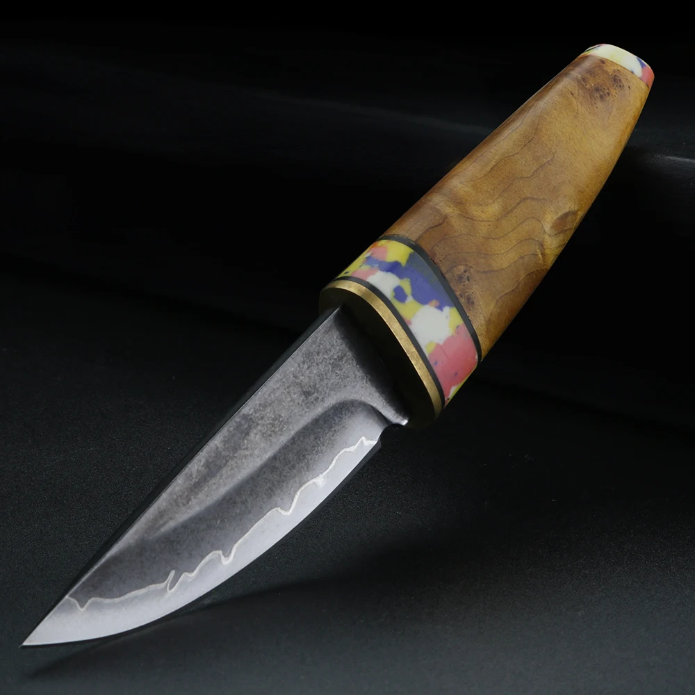 

Yabai solid wood small knife multifunctional high hardness fruit knife three-layer SKD-11 steel outdoor knife wooden small knife
