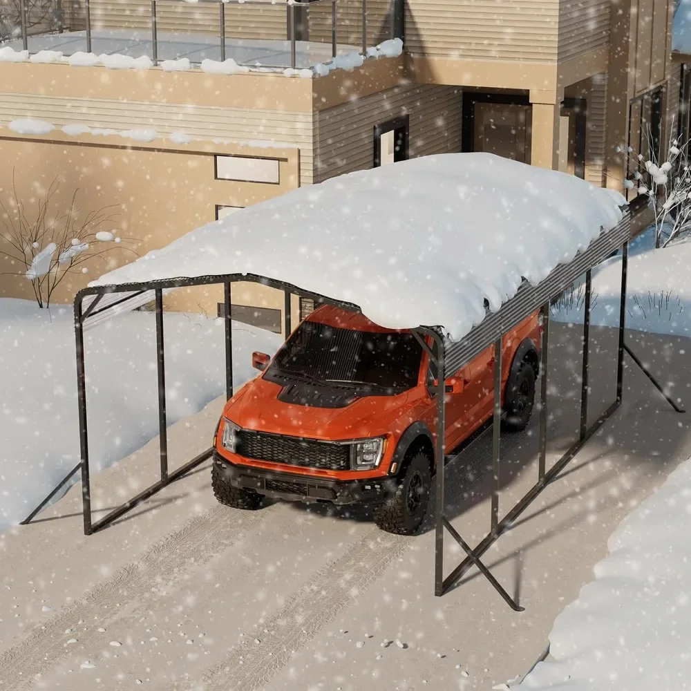 

Carport 12x20 футов для тяжелых условий эксплуатации, металлический навес для улицы с дополнительными стержнями и 4 опорными ножками, автомобильный порт Garag