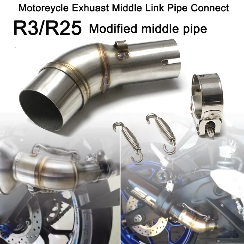 

For Yamaha R25 R3 MT03 MT25 2015-2020 R-25 R-3 Exhaust Pipe Motorcycle Exhaust Muffler Escape Link Pipe Middle Pipe