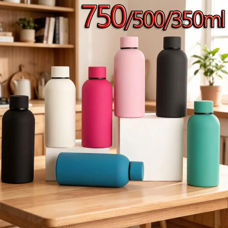 Termo de Boca Pequeña de 750/500/350 ml, Botella de Acero Inoxidable para Coche, Termo Deportivo de Doble Capa al Vacío para Gimnasio