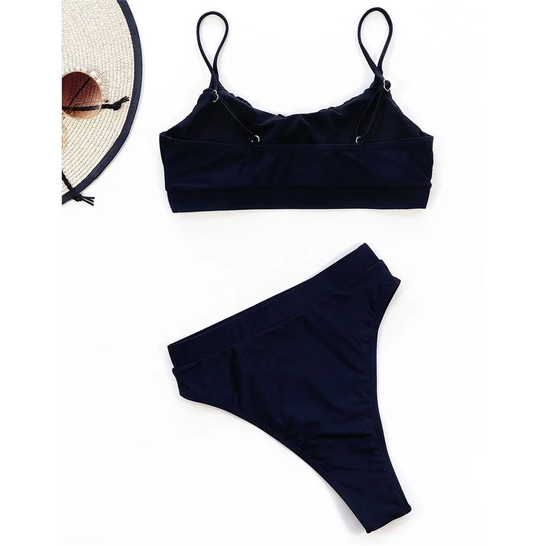 Neuer, sexy, geraffter, gepolsterter Damen-Badeanzug, Bikini mit hoher Taille, zweiteiliges Bikini-Set, Badebekleidung, Badeanzug, Modell V3191. – Detail 20