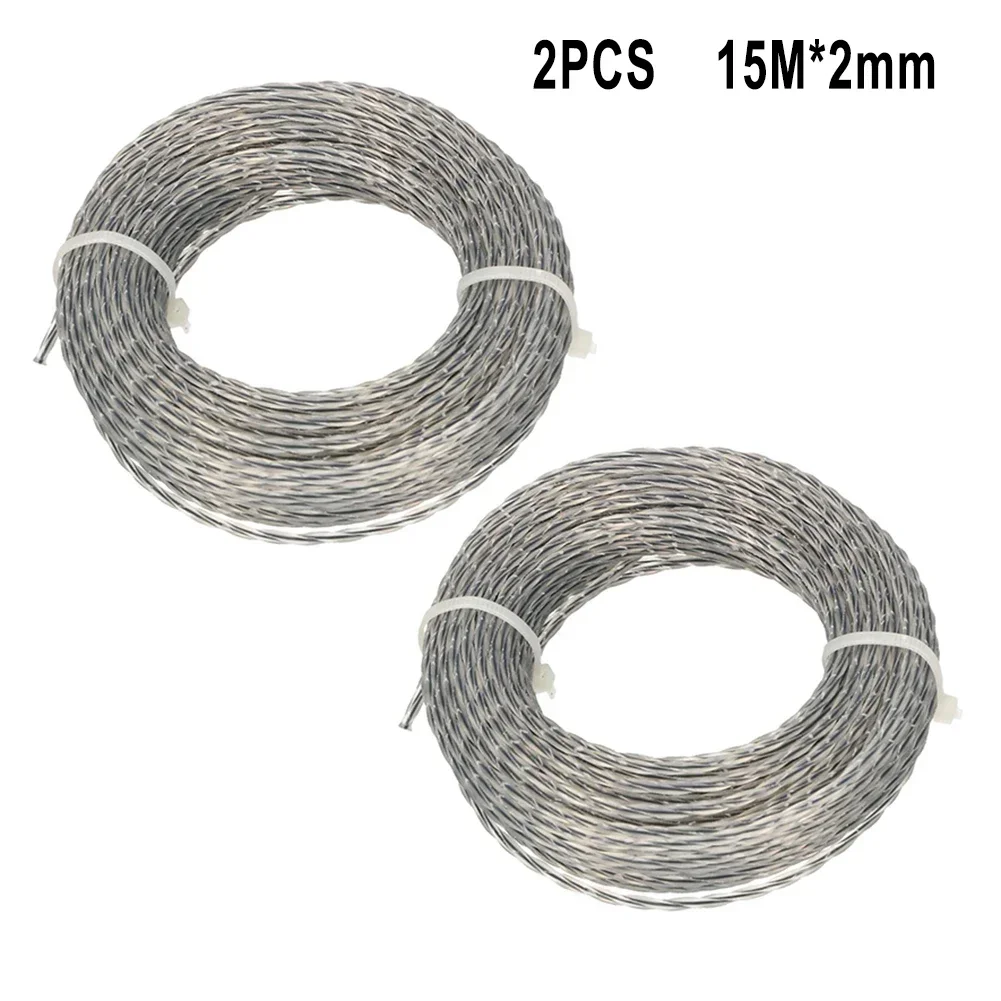 2 Set Core-reinforced Grass Trimmer Line 2.0 - 3.0 Mm X 15m/30m Line Spool For Mowing Wild Plants Agriculture Garden Tools