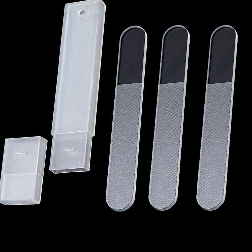 1/3 قطعة/المجموعة المحمولة نانو الزجاج المهنية ملفات الأظافر فائقة غرامة شفافة ملف الأظافر سهلة لطحن ملف مانيكير مع صندوق