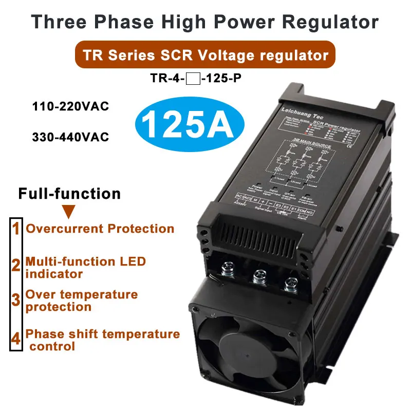 

TR Series 3 phase 125A 110V 220V 330V 440VAC SCR High Power Controller Voltage Regulator 4-20ma, 0-10v,1-5v