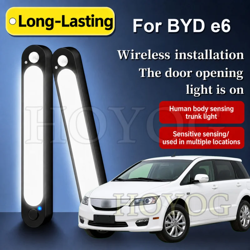 For BYD e6 2009-2026 Car Trunk Light LED Lamp Magnetic Sensor Auto ON OFF Type C Charging Boot Cargo Light MPV Rear Seat Cabin