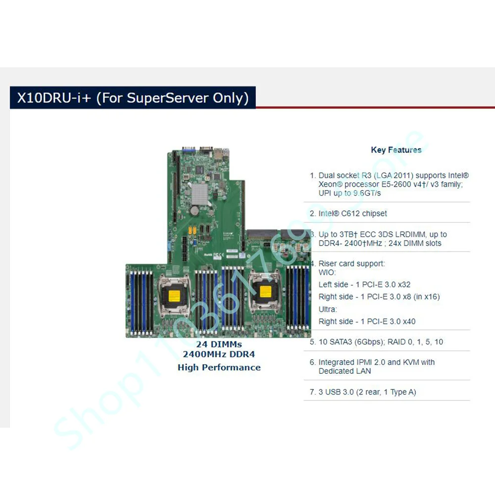 

Высоконадежная серверная материнская плата X10DRU-i+ для процессоров E5-2600 v4/v3, сокет LGA2011, DDR4