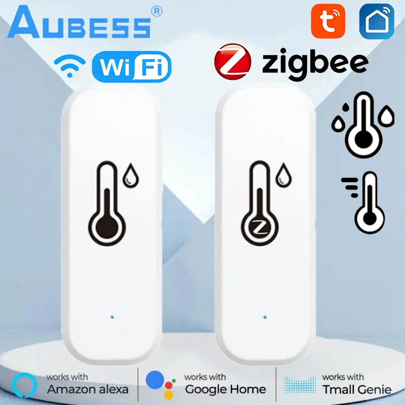 

Смарт-датчик влажности и температуры Tuya Wi-Fi/zigbee, комнатный гигрометр, термометр, детектор, голосовое управление для Alexa Google Home