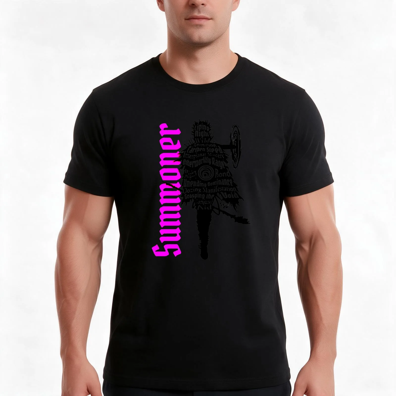 Gloomhaven Summoner Class Silhouette T-Shirt, Summer Casual Cotton Tee, Oversized Streetwear Tops, Vintage Graphic Print