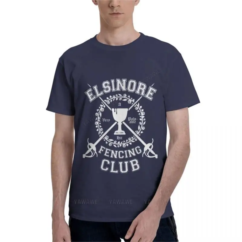 

Классическая футболка Elsinore с изображением фехтования клуба-Гамлет, летний топ, черные футболки, простые черные футболки, мужская графическая футболка