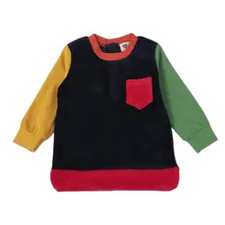 Top kds t-shirt long sleeves fashion outfit winter velour contrast pocket boy girls clothes autumn and winter children t-shirt