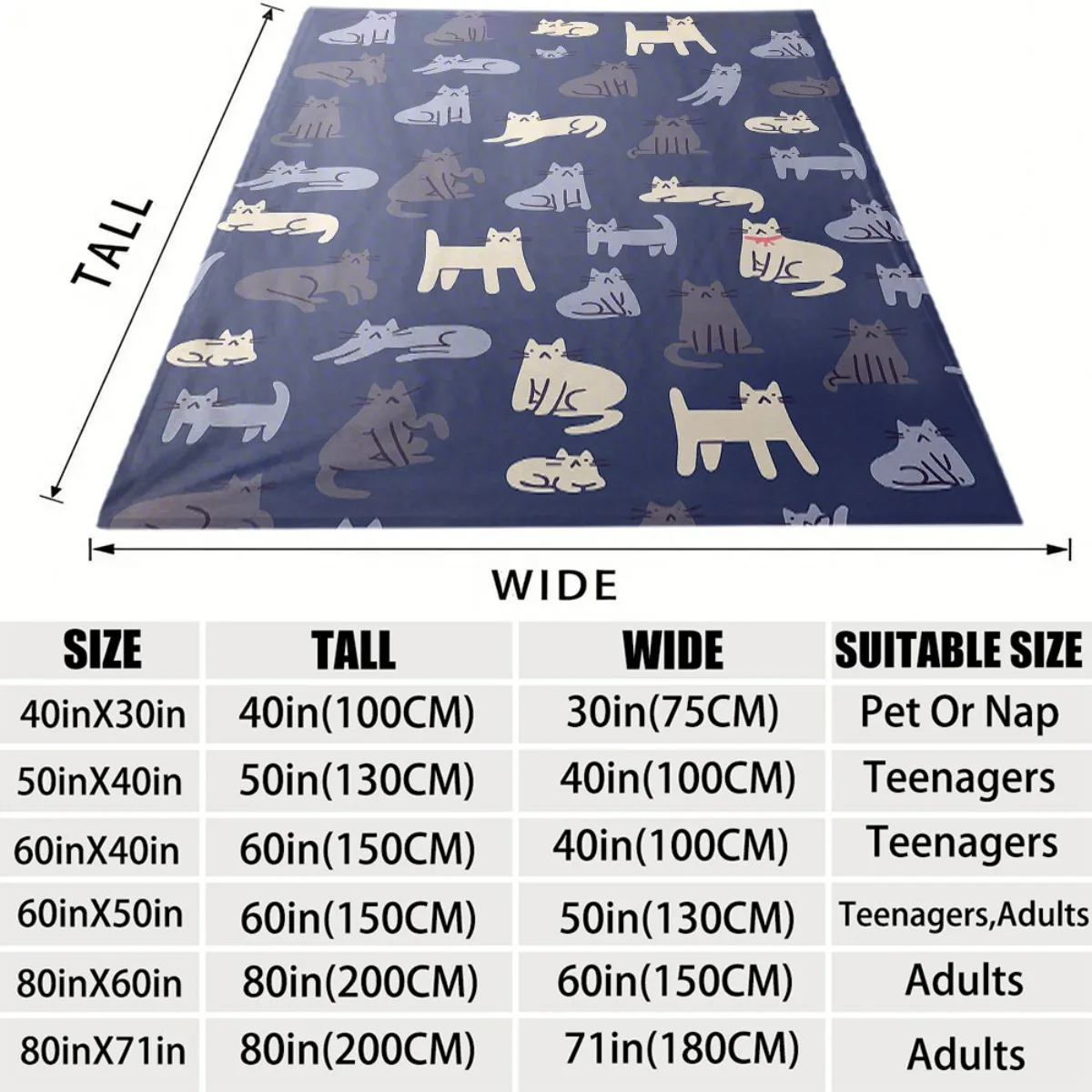 Luxurious Cat Print Flannel Throw Blanket Cozy Fleece Plush Nap Throw Sofa Couch Decor Bedroom Gift for Pet Lover Home Decor