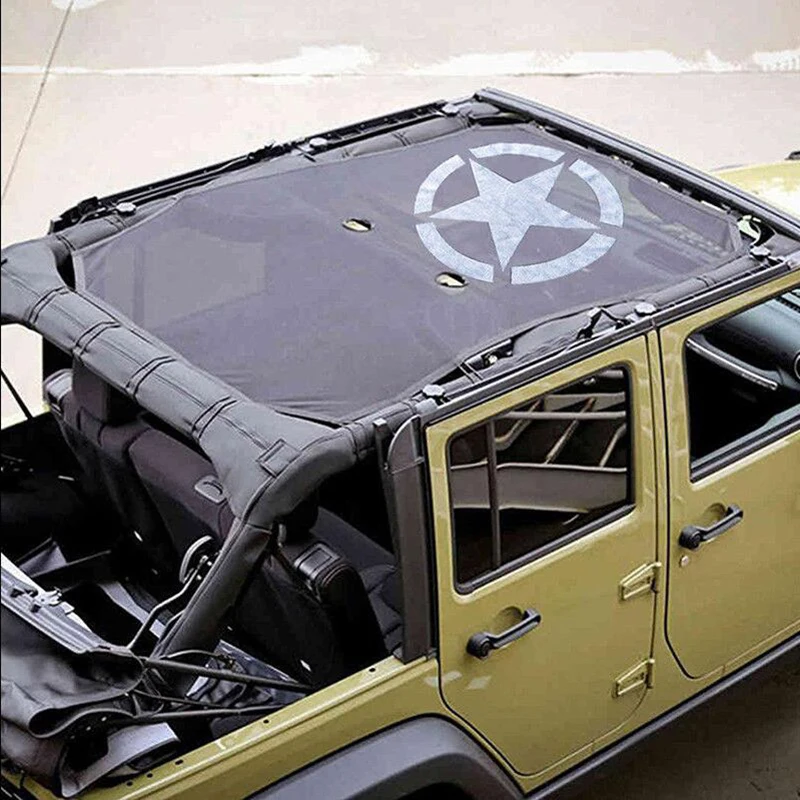 Para 2007-2015 2016 2017 2018 Jeep Wrangler JK 4 puertas parasol Eclipse cubierta superior estrella techo malla proporciona cubierta de protección UV
