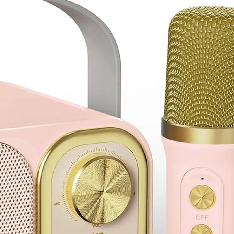 1 Sets Mini Karaoke Machine Plastic+Metal With 2 Wireless Microphones Portable Bluetooth Speaker For Kids