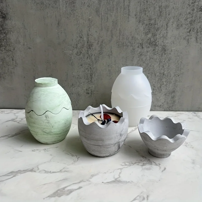 DIY Egg Storage Box Silicone Mold with Cover Egg Candle Cup Plaster Dropping Mold
