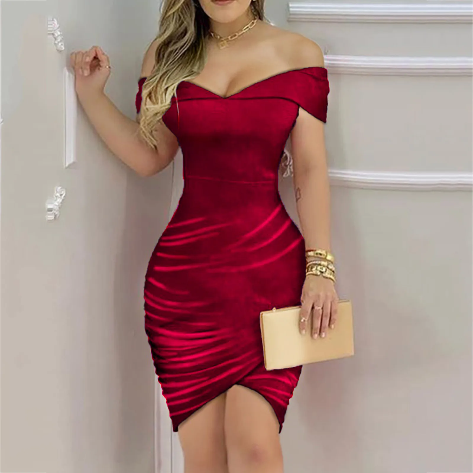 Lovely Party Dress Sexy Event Celebrity Wear Lady Girls Bodycon Wrap corsetto Mini abiti 2024 Summer Gown Off spalla Dress