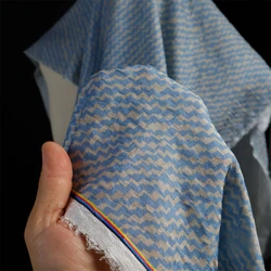 Skin Friendly Soft and Fresh Blue and White Wavy Twill Pleated Fabric Shirt and Dress Fabric