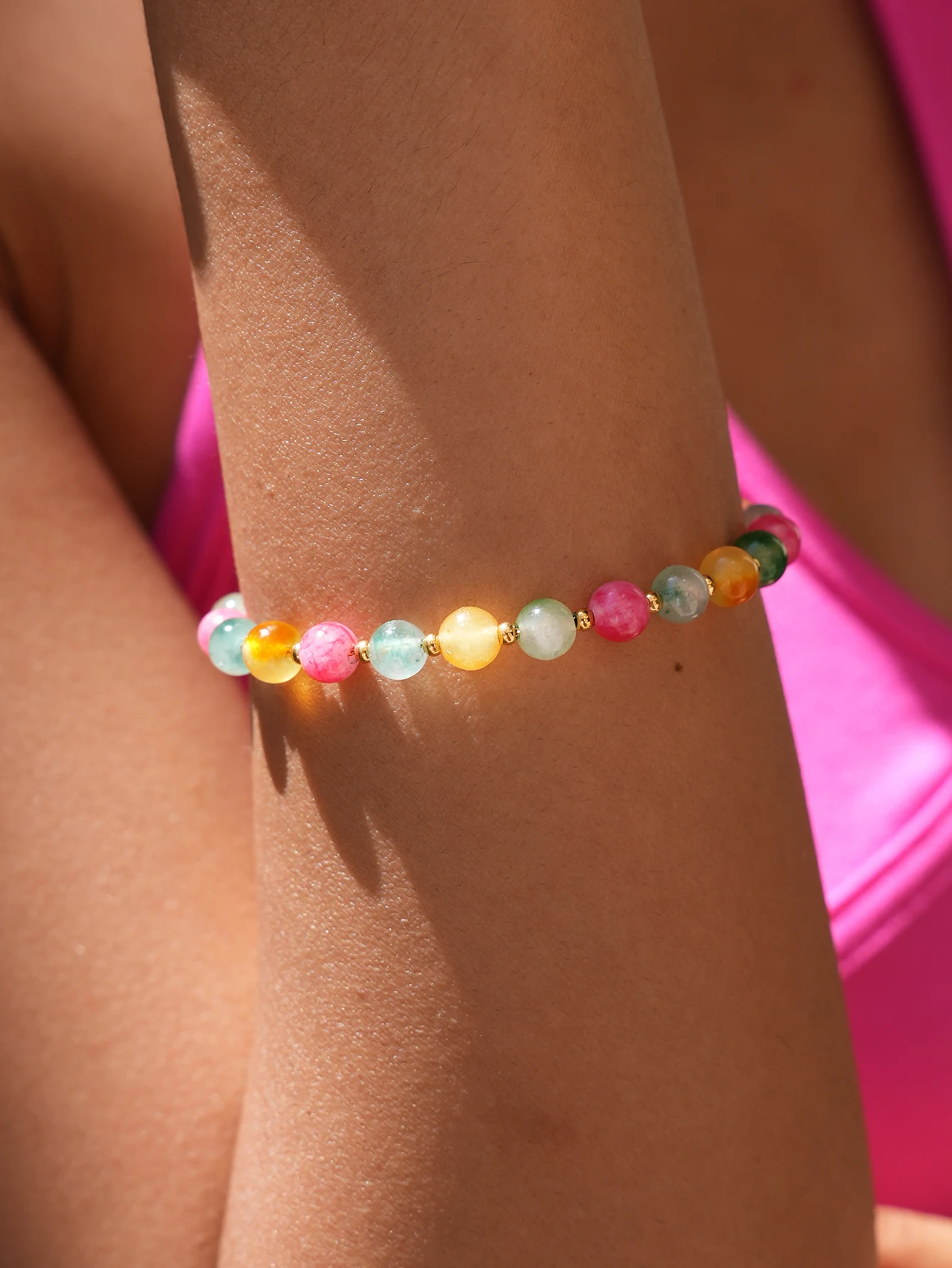Gemstone Beaded Bracelet for Women Sunlight Color-changing Bracelet Natural Stone Surfer Beach Photochromic Choker Jewelry Gift