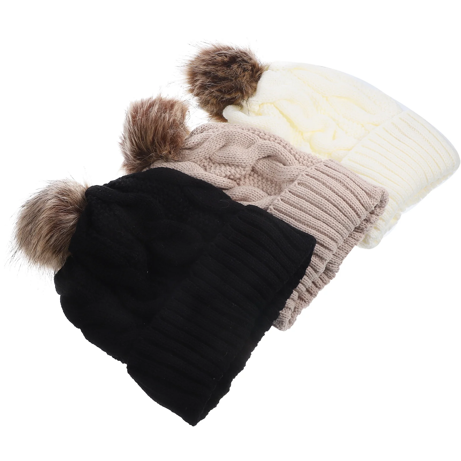 Chapeau chaud épais portable pour femme, extérieur, femme, hiver, 3 pièces