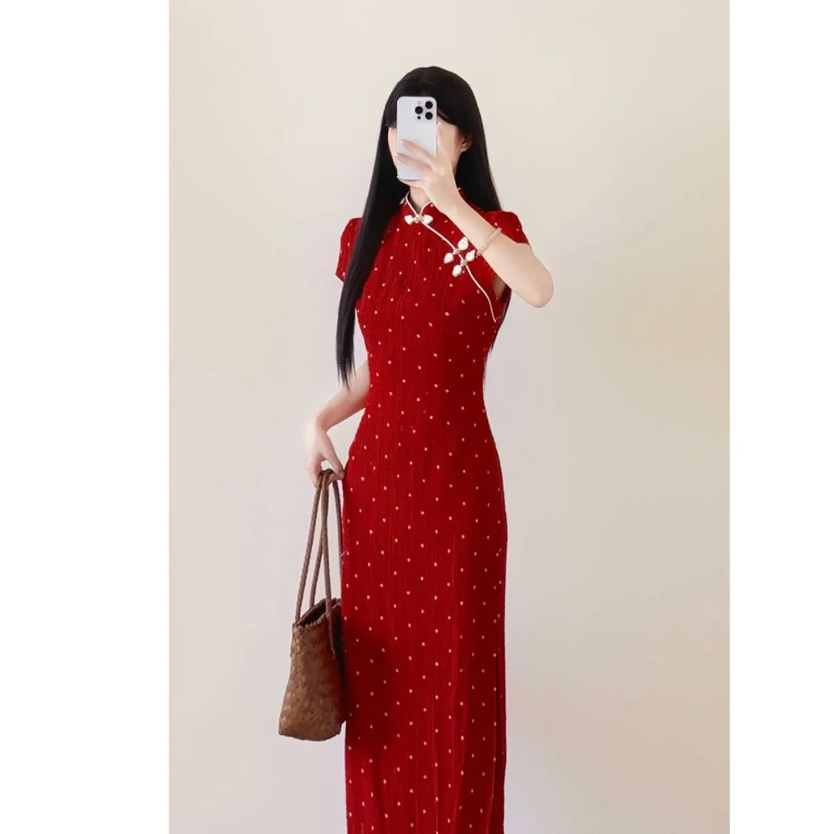 فستان صيفي يونغ تشيباو 2025، شيونغسام بخصر نحيف، فستان ريترو متعدد الاستخدامات بأكمام قصيرة، ملابس على الطراز الصيني الجديد #2