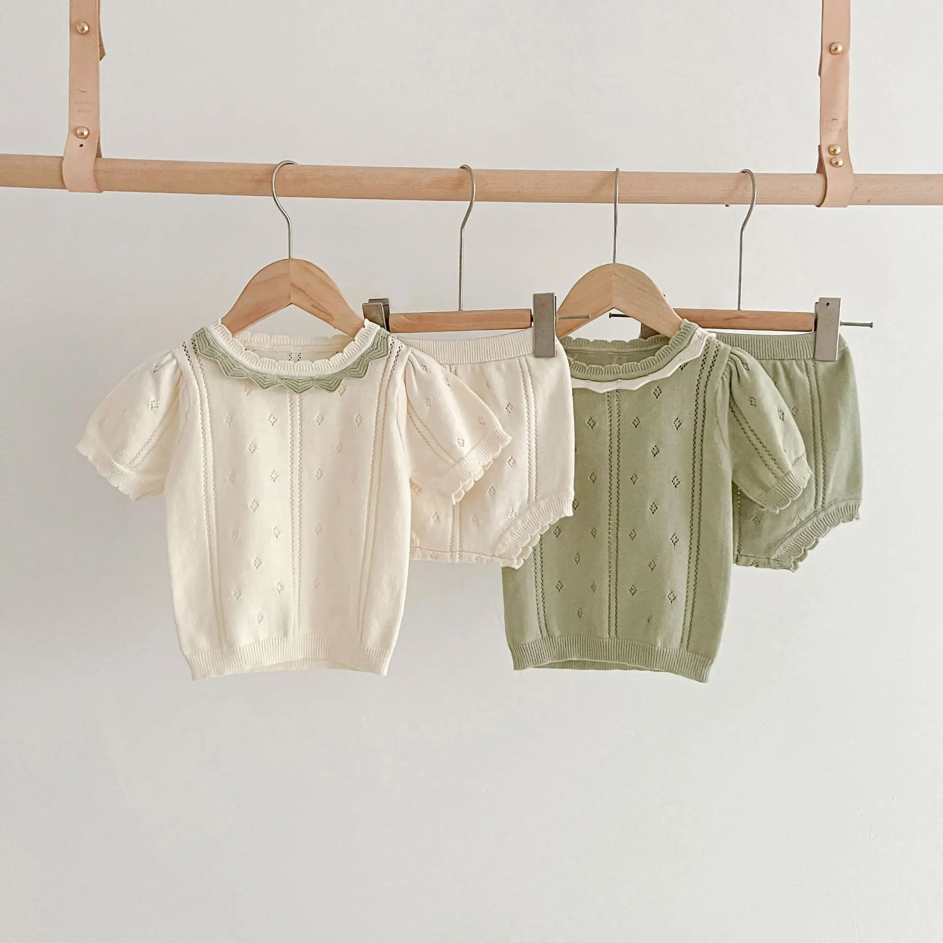Babys Sets New Baby Summer Baby Versatile Hollowing Out Knitting Shorts Two Pieces Girls Simple Fashion 2026